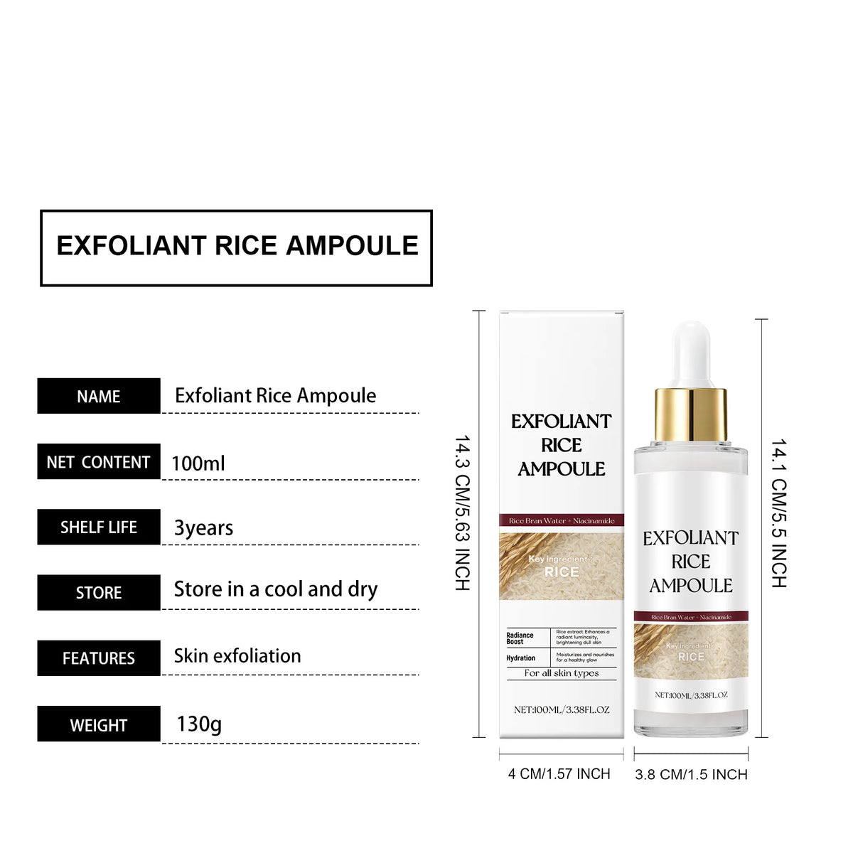 Eelhoe White and Black Rice Exfoliating Hydrating Serum - 100ml