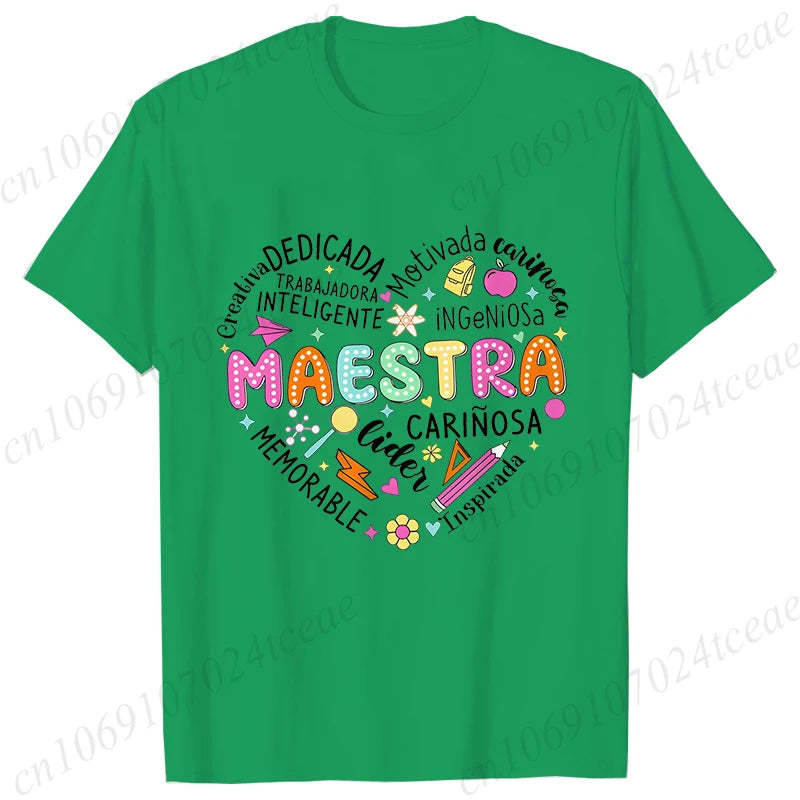 Spanish Maestra Women's T-Shirt Casual Short Sleeve Graphic Tee