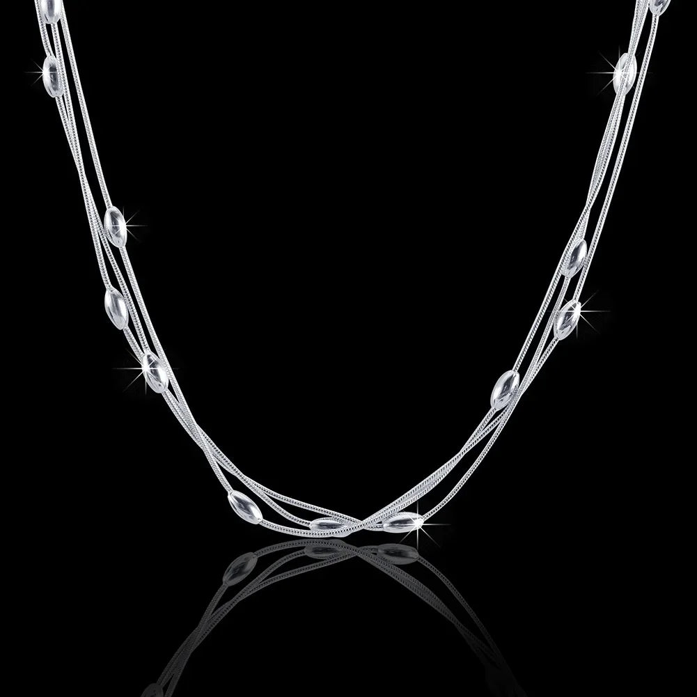 925 Sterling Silver Charms Beads Necklace For Women'S Luxury Fashion Wedding Accessories Jewelry Christmas Gifts