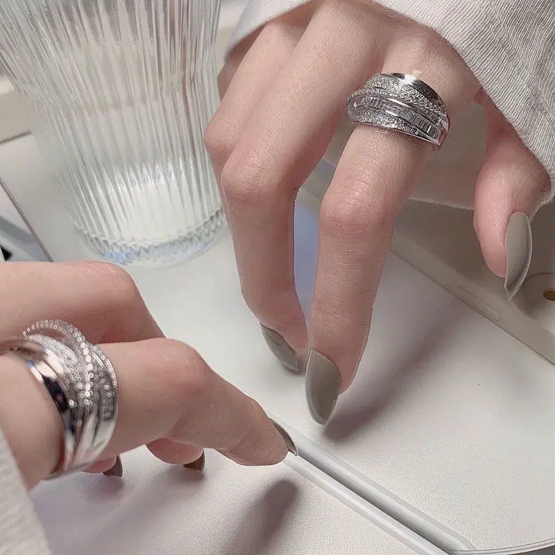 Irregular Pleated Ring For Women'S Men Open Adjustable Rings Wide Trendy Finger Rings Y2K Accessories Fashion Punk Jewelry