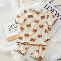 Summer Fashion New Short Sleeve Round Neck Flower Printed T-shirt Top+Pants 2 Piece Set Kids Casual Home Clothes