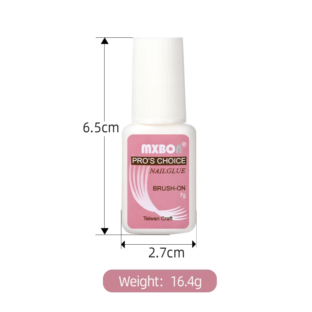 Pegamento de uñas con brocha de 8 g/botella para puntas de uñas acrílicas, adhesivo de larga duración, súper fuerte (7 g/unidad), adecuado para uso profesional.