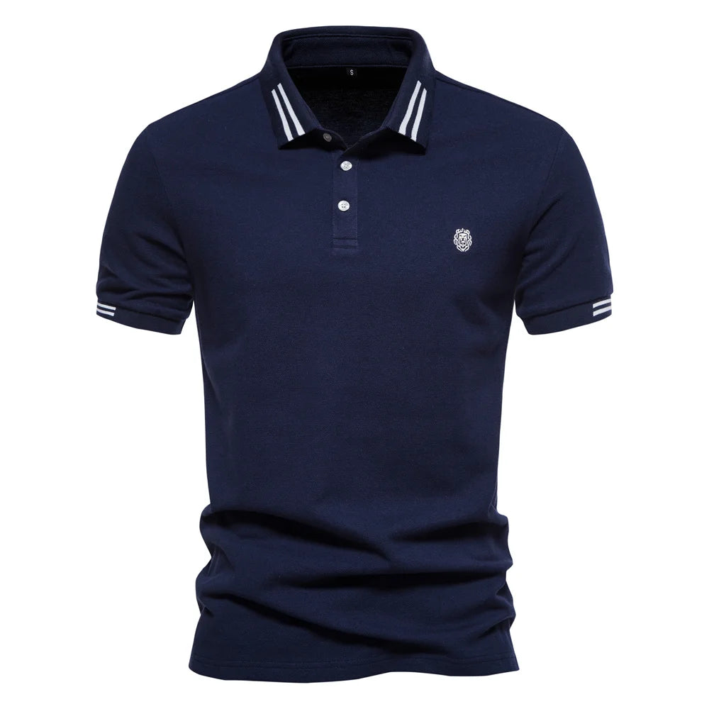Aiopeon Premium Breathable Cotton Mens Polo Shirt Short Sleeve Solid Color For Men Casual Summer Wear