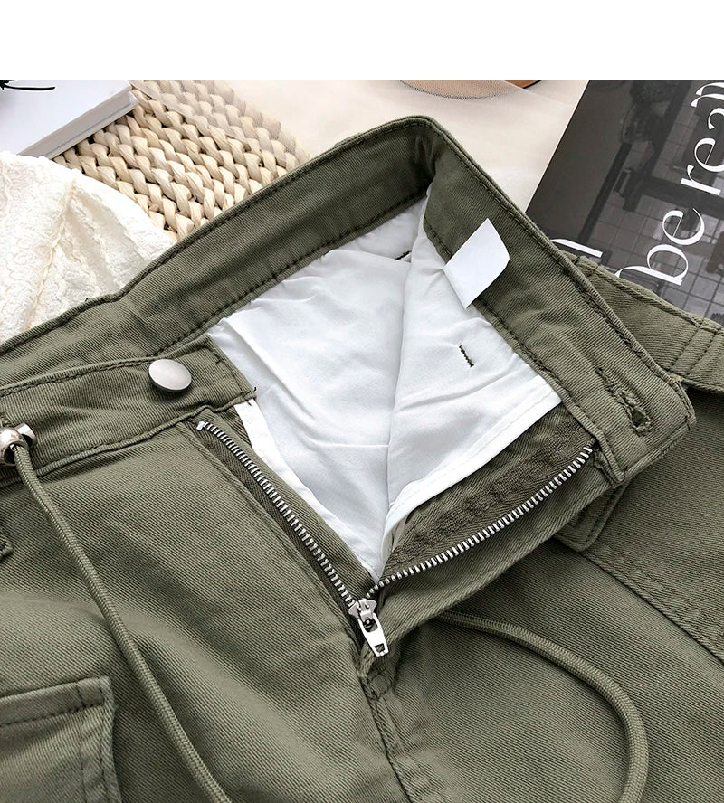 Retro High Waist Denim  Skirt Women's Spring Summer Autumn Casual Drawstring Anti-Light Short Skirt Polyester Fiber