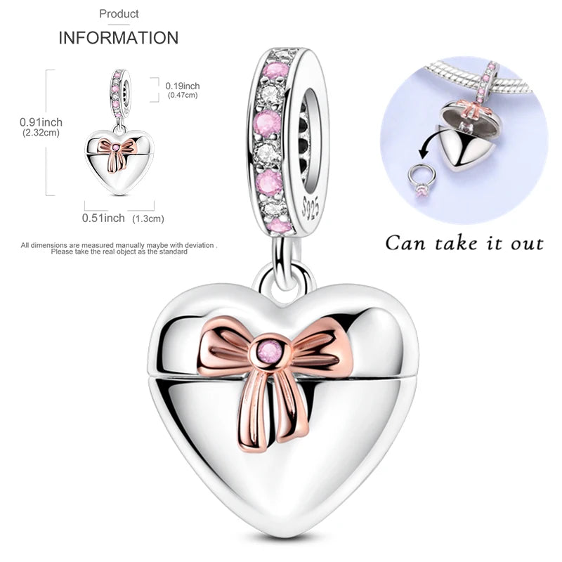 925 Sterling Silver Heart Infinity Charm Bead For Pandora Style Bracelets Gift For Her
