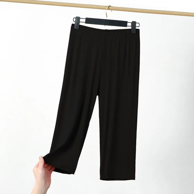 Women's Plus Size Thin Cotton Sleepwear Capri Pajama Pants