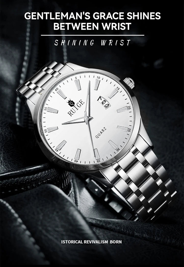 RUIGE Fashion Men's Watch Roman Scale Minimalist Men's Famous Watch Night Glow Waterproof Trendy Watch