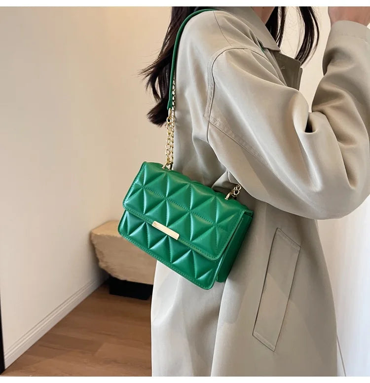 Women Quilted Chain Crossbody Bag Fashion Small Square Shoulder Purse Multi Color Casual Daily Handbag