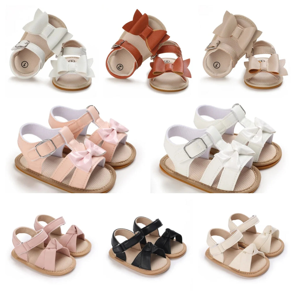 Cute and sweet spring and summer butterfly bow sandals for baby girls, comfortable and breathable walking shoes