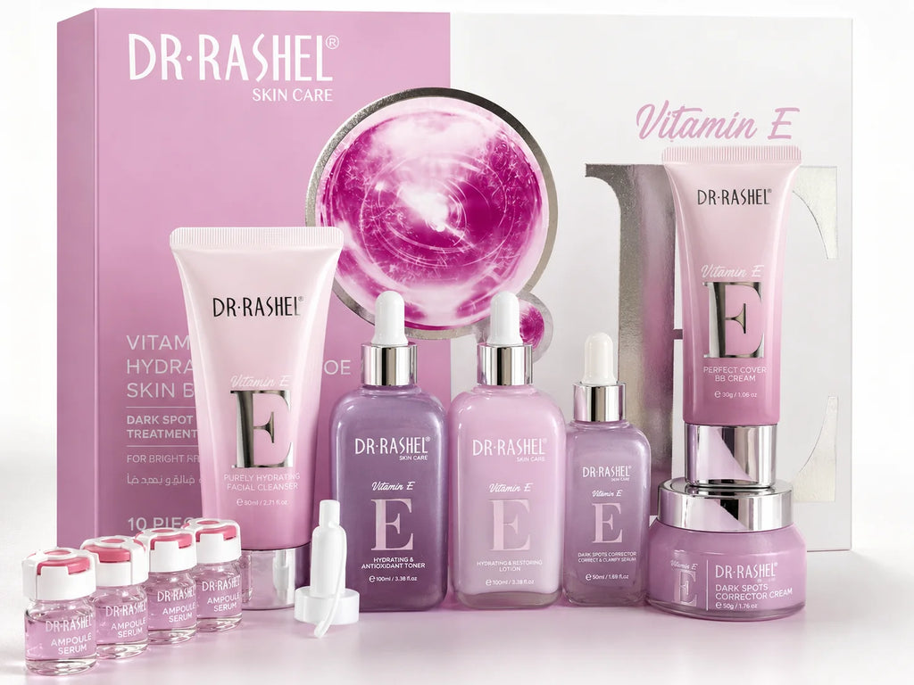 DR·RASHEL Facial Set Hydrating Repairing Brightening Whitening Vitamin E Skin Care Set 10pcs/kit