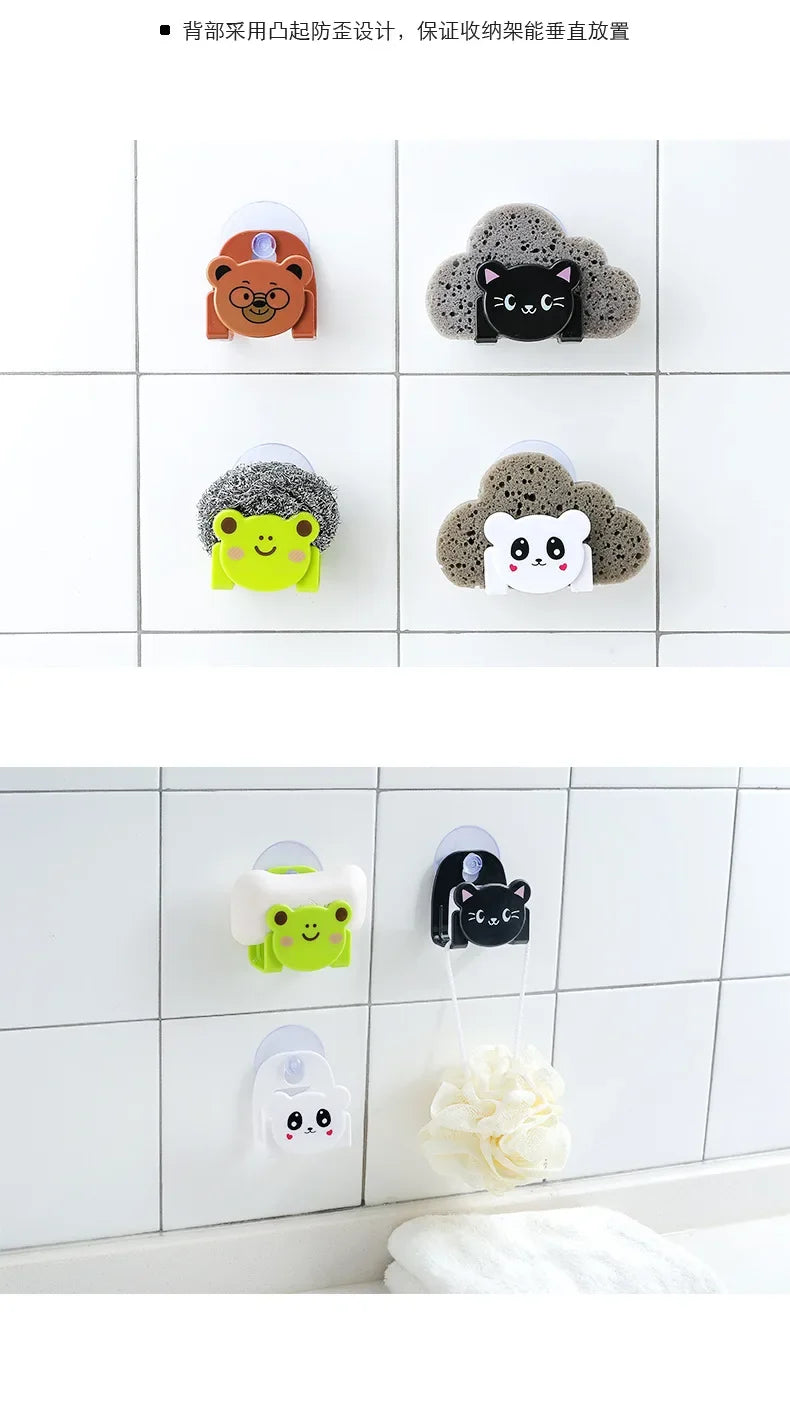 Herramientas de organización, accesorios de cocina, estante de almacenamiento de esponja de dibujos animados, decoración del hogar para suministros de cocina, aparatos de cocina, 1 unidad