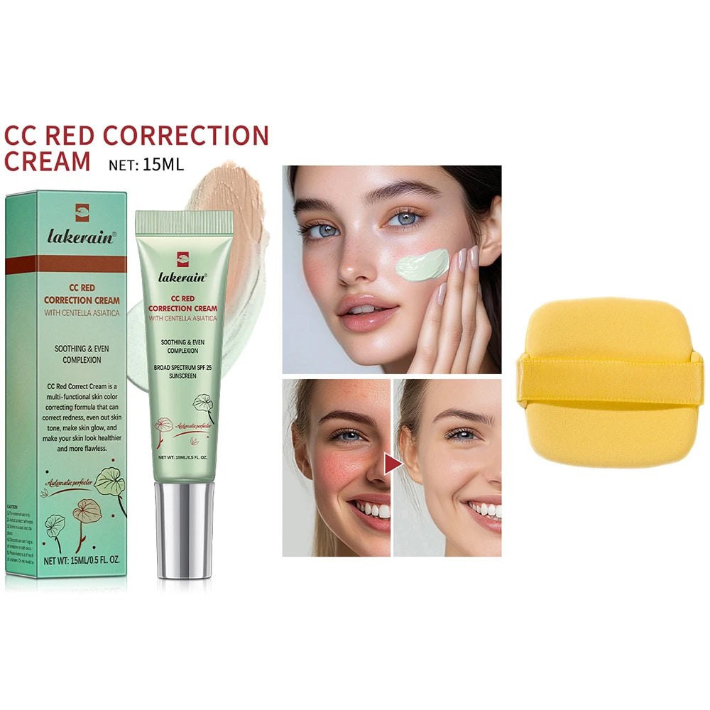 Color Changing CC Cream Foundation With Centella Korean High Coverage For Face Base Makeup For All Skin Types 3Pcs