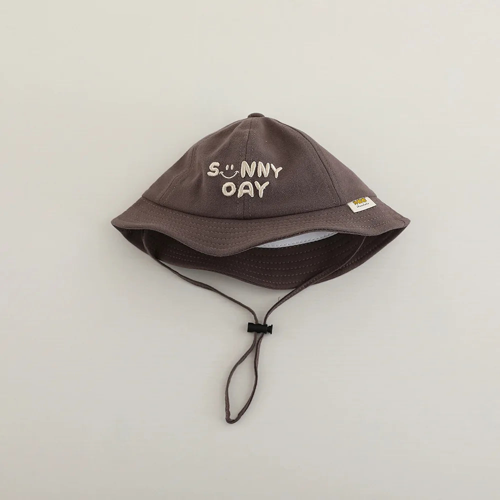Embroidered Baby Bucket Hat Sun Safe Unisex Beachwear For Toddlers With Letter Design