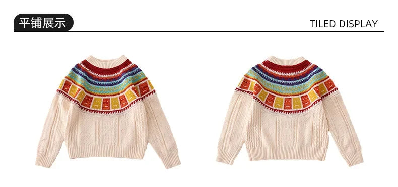Women Sweater Print Family Daughter Matching Equal Mother Same Knit Top Pullover Baby Knitwear Clothes Knitted Jumper Holiday