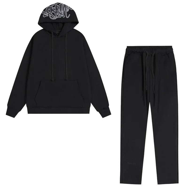 Outdoor Fashion Synaworld American Street Hip Hop Fleece Suit Men's and Women's Trend Casual Hooded Sweater Sports Pants