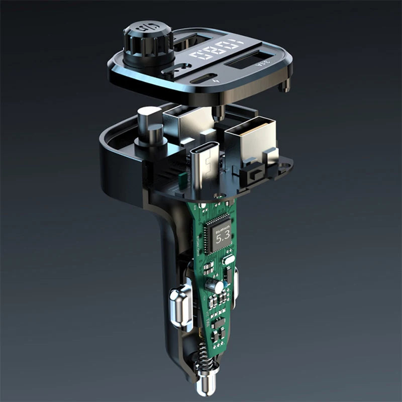 Newest C26 Bluetooth 5.0 FM Transmitter Handsfree Car Radio Modulator MP3 Player USB Super Quick Charge Adapter Car Accessories