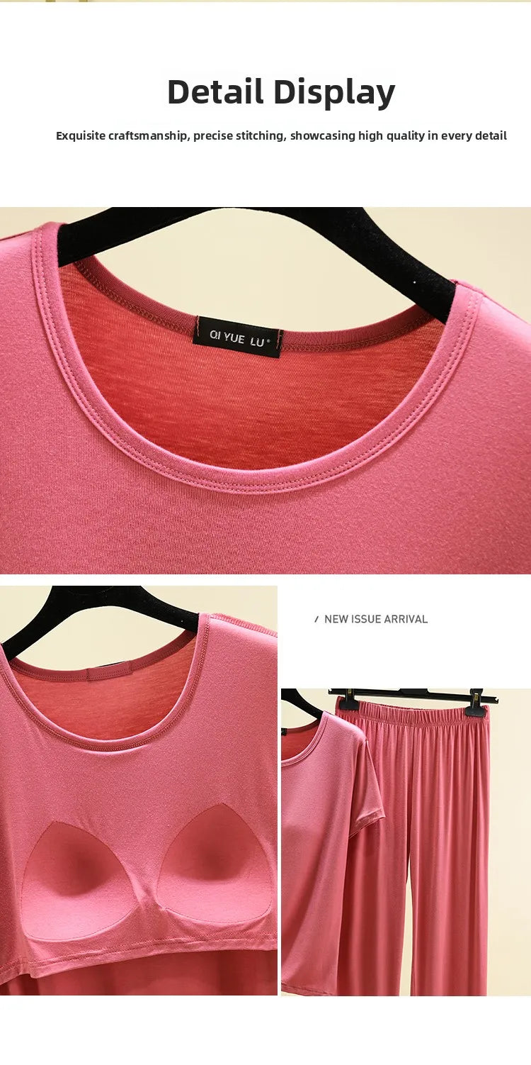 Women's Modal Two-Piece Pajama Set - Loose Lightweight Loungewear