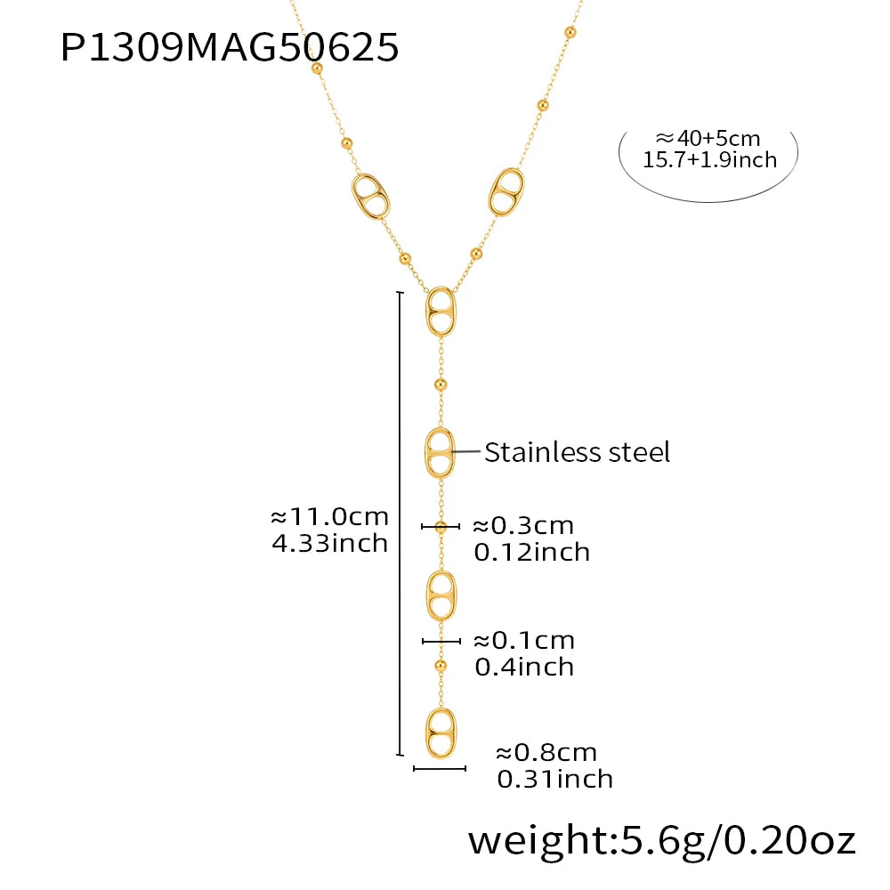 Multi Models Long Tassel Necklaces In Stainless Steel With 18K Gold Plated Waterproof Non Tarnish Chains Necklace For Women'S