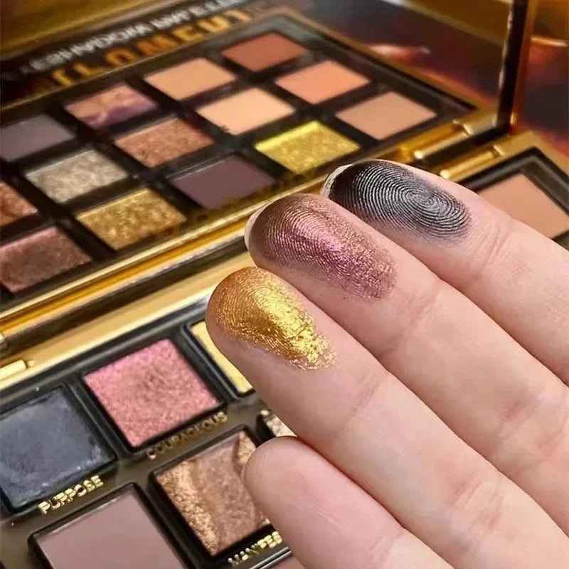 18-color Eye Shadow Palette Pearlescent Flow Finish Matte Glitter Rose Gold Black Punk-inspired Tones Party Makeup