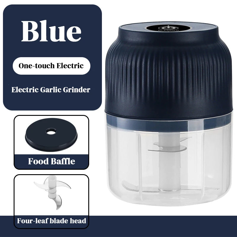 Triturador de ajos eléctrico, picador de alimentos de cocina, mini picador de carne portátil USB, picador de verduras para cocina, regalos de Navidad
