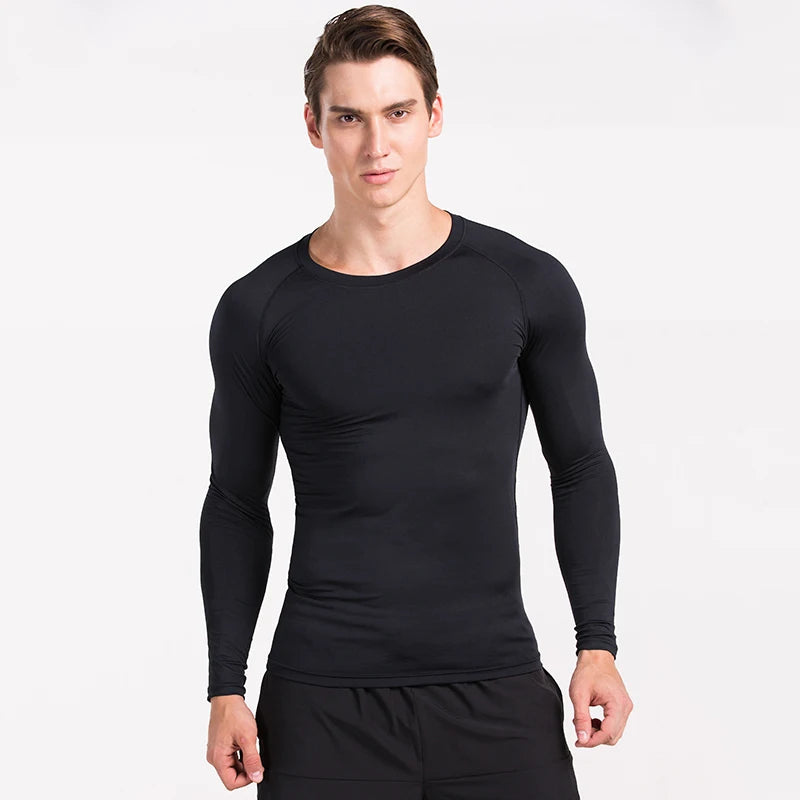 Compression Running Shirt Men Quick Dry Long Sleeve Sportswear For Male Gym Clothing Fitness Tee Training Workout Muscle Top