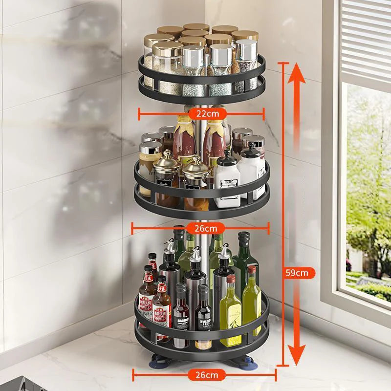 360° Rotating Storage Rack - Metal Multi-Layer Countertop Organizer
