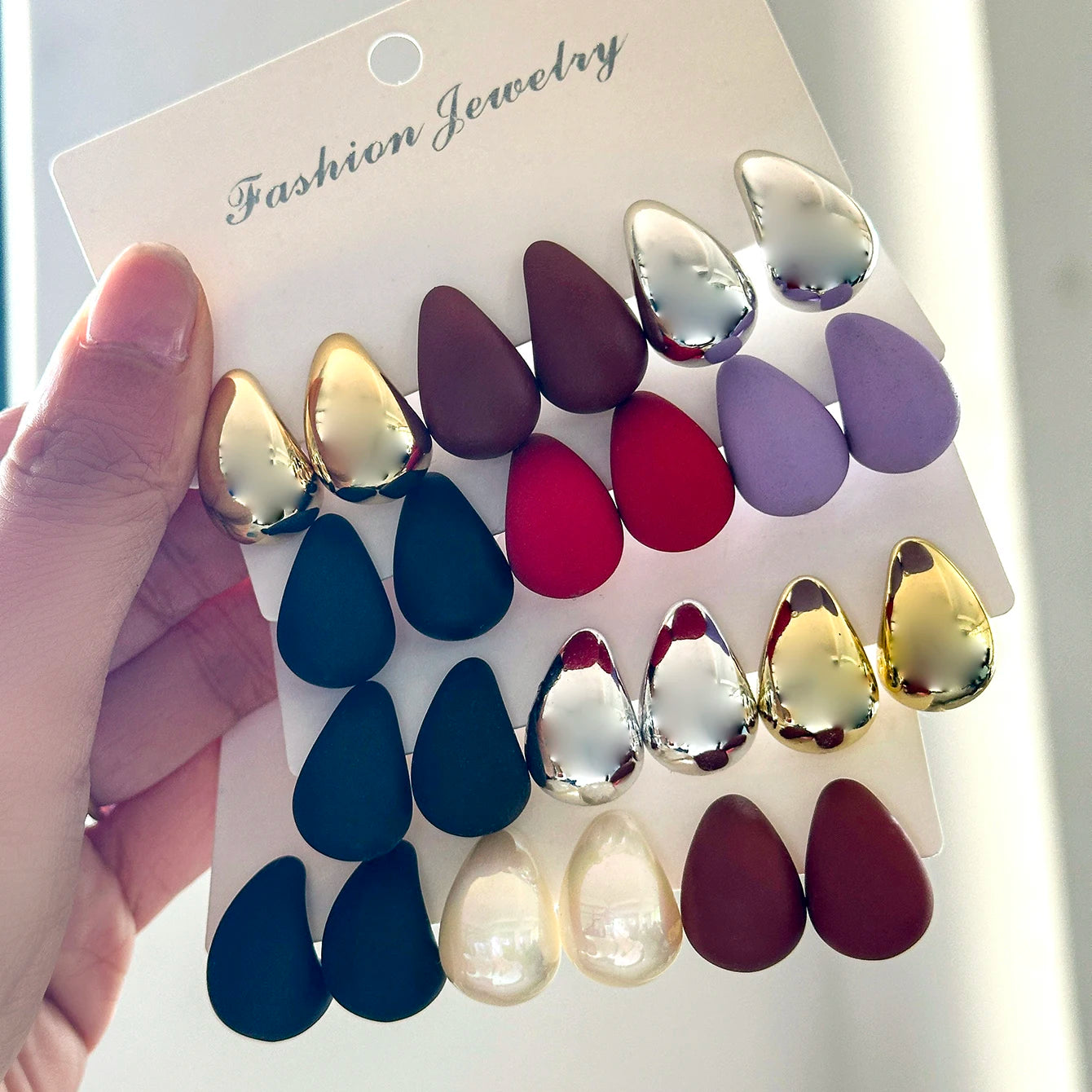 Minimalist Thick Water Drop Earrings Fashion Smooth Matte Surface CCB Stud Earrings Women's Daily Versatile Date Party Jewelry