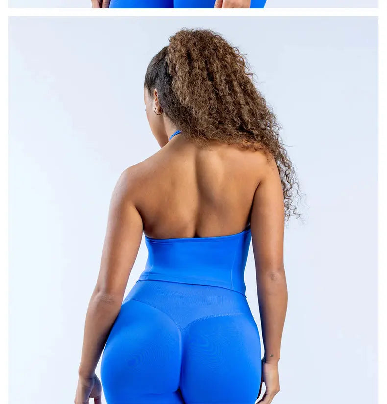 Longline Strappy Seamless Yoga Tank Top Ruched Backless Gym Workout Sleeveless Shirts with Built-in Bra Vest for Women