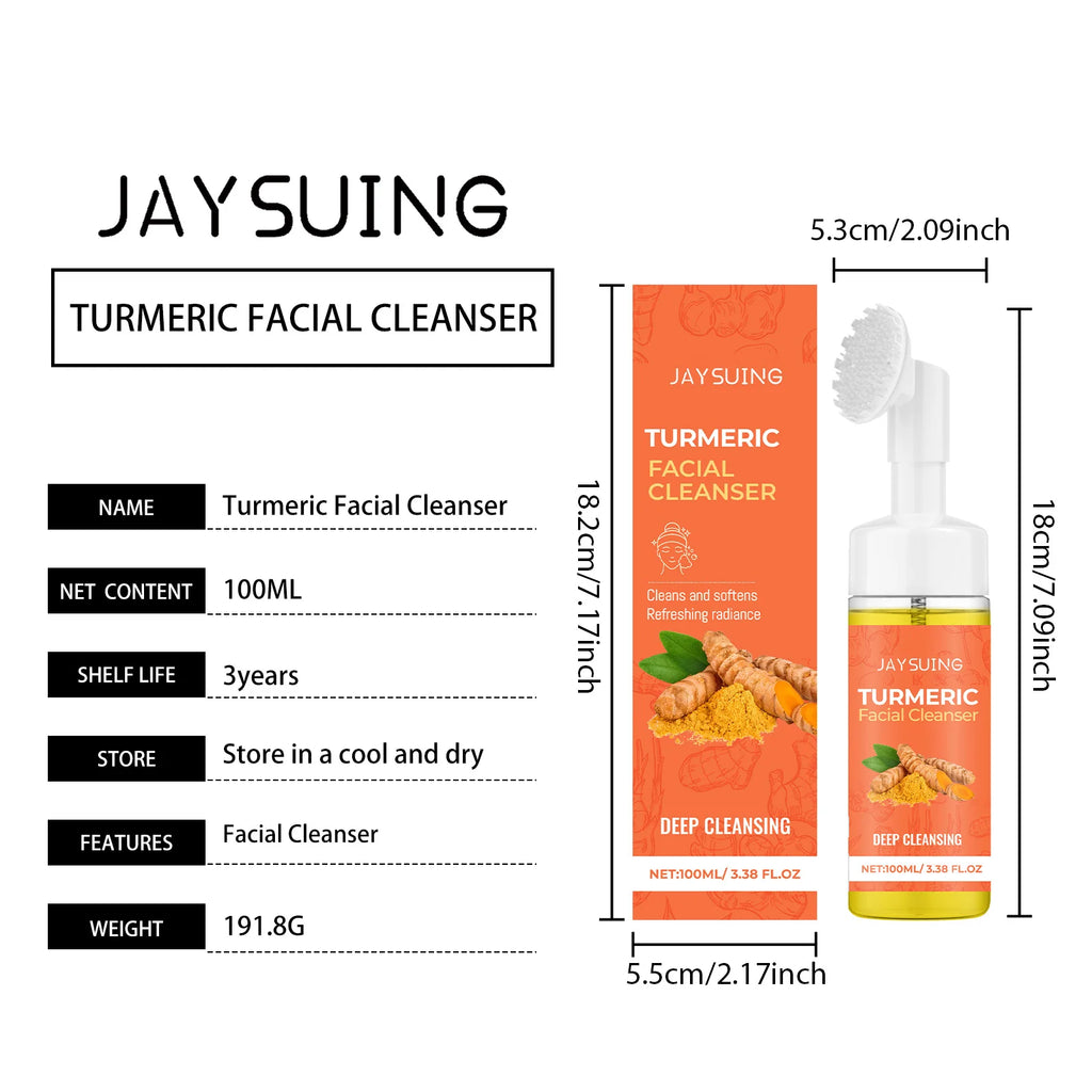 Jaysuing Turmeric Brighten Facial Cleanser Mousse - 100ml