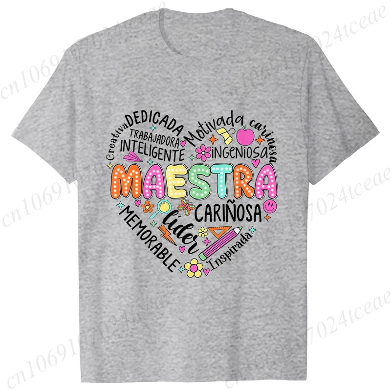 Spanish Maestra Women's T-Shirt Casual Short Sleeve Graphic Tee