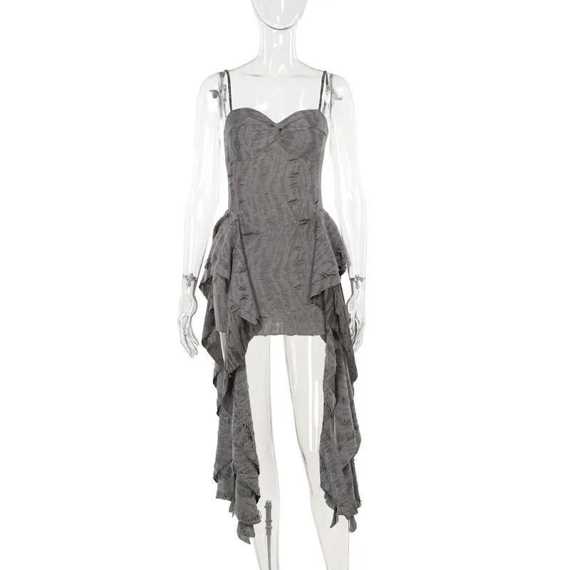 Sexy Bohemian Short Dress with Strap Vintage Retro Desert Wasteland Style Unconventional Skirt for Women Travel Photography