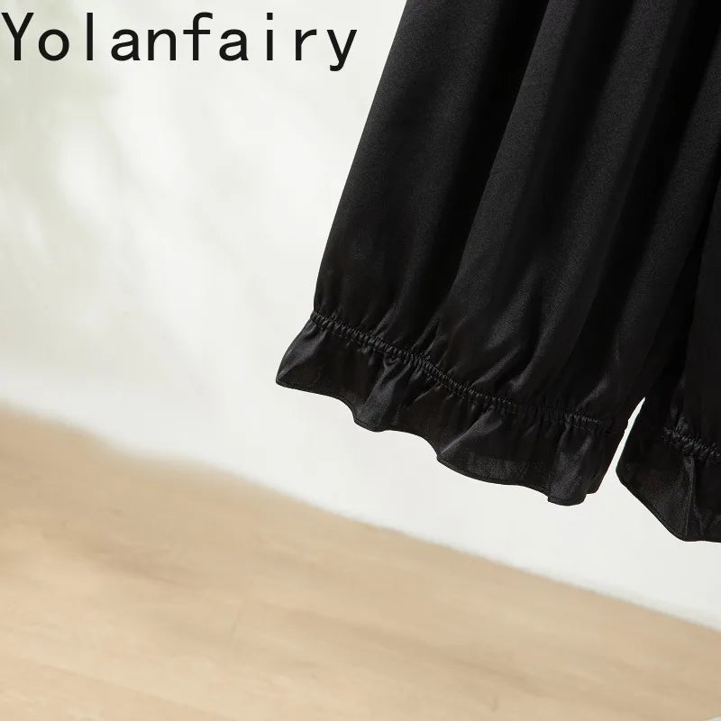 YOLANFAIRY 93% Real Mulberry Silk Pajamas for Woman 2026 Spring Summer High-end Sets Woman 2 Piece Short Sleeve Pijamas De Mujer