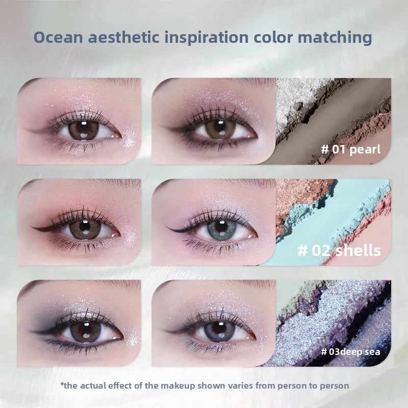 Flowerknows 6 Color Eye Shadow Palette Shell's Jewel Matte Pearl Metallic Glitter Eyeshadow Makeup Long-Wearing for Eyes