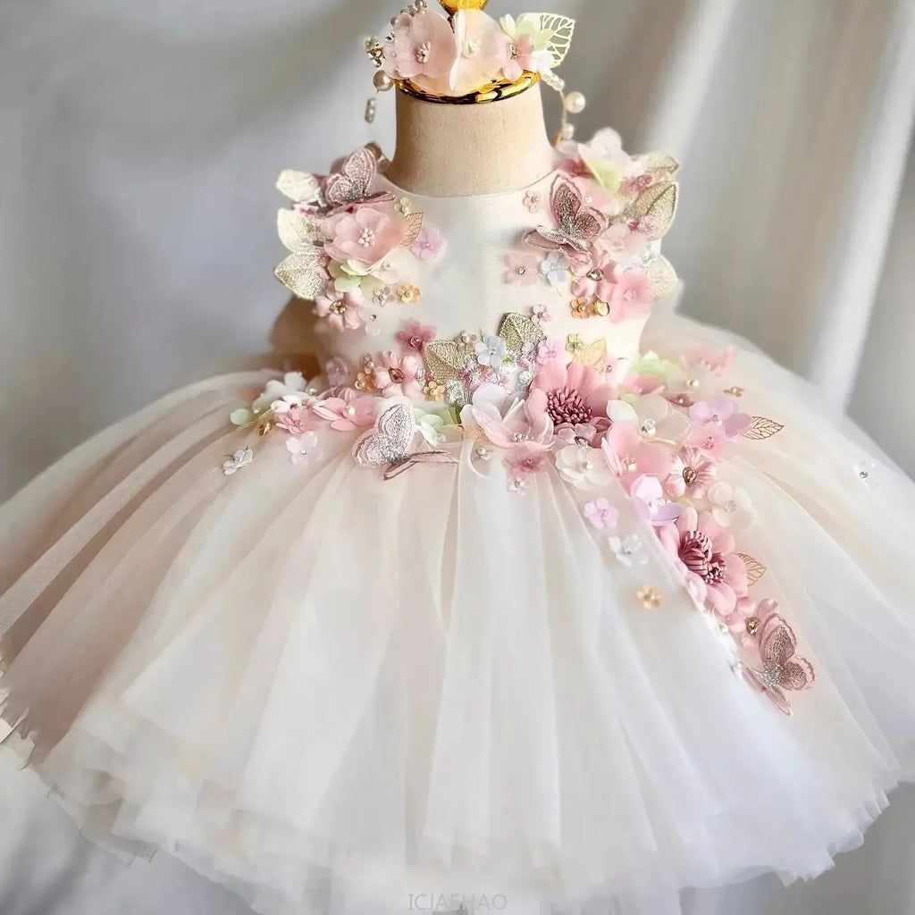 Wed Dress 2025 Girls Princess Wear Children Tutu Gown Kids Fashion Show Outfits Vestido Pageant Dresses Costumes Birthday Party