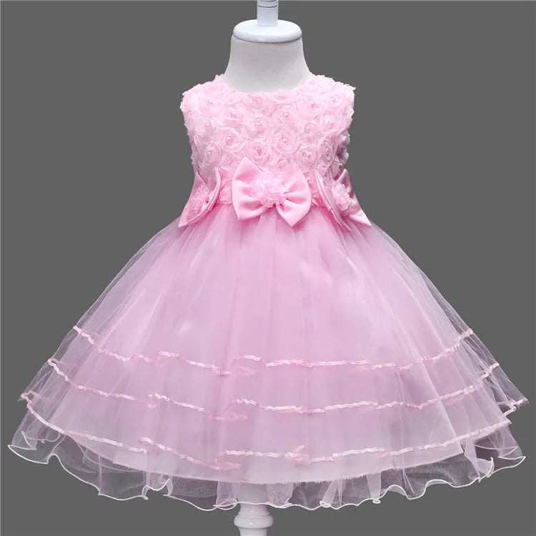1-9Y Kids Princess Style Girls Dress Mesh Skirt Puffy Children Sleeveless Vest Wedding Party Ceremony Flower Girl Outfit Elegant