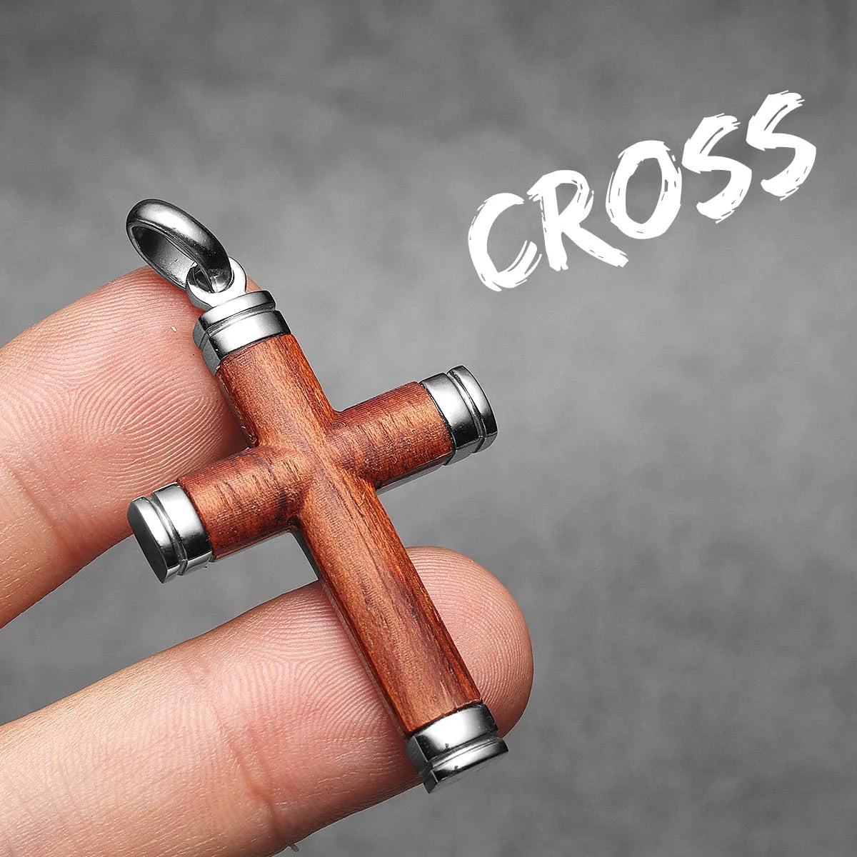 Wood Cross Exorcism Amulet Stainless Steel Men Necklaces Pendant Chain Punk For Women Fashion Jewelry Gift Wholesale Dropshiping