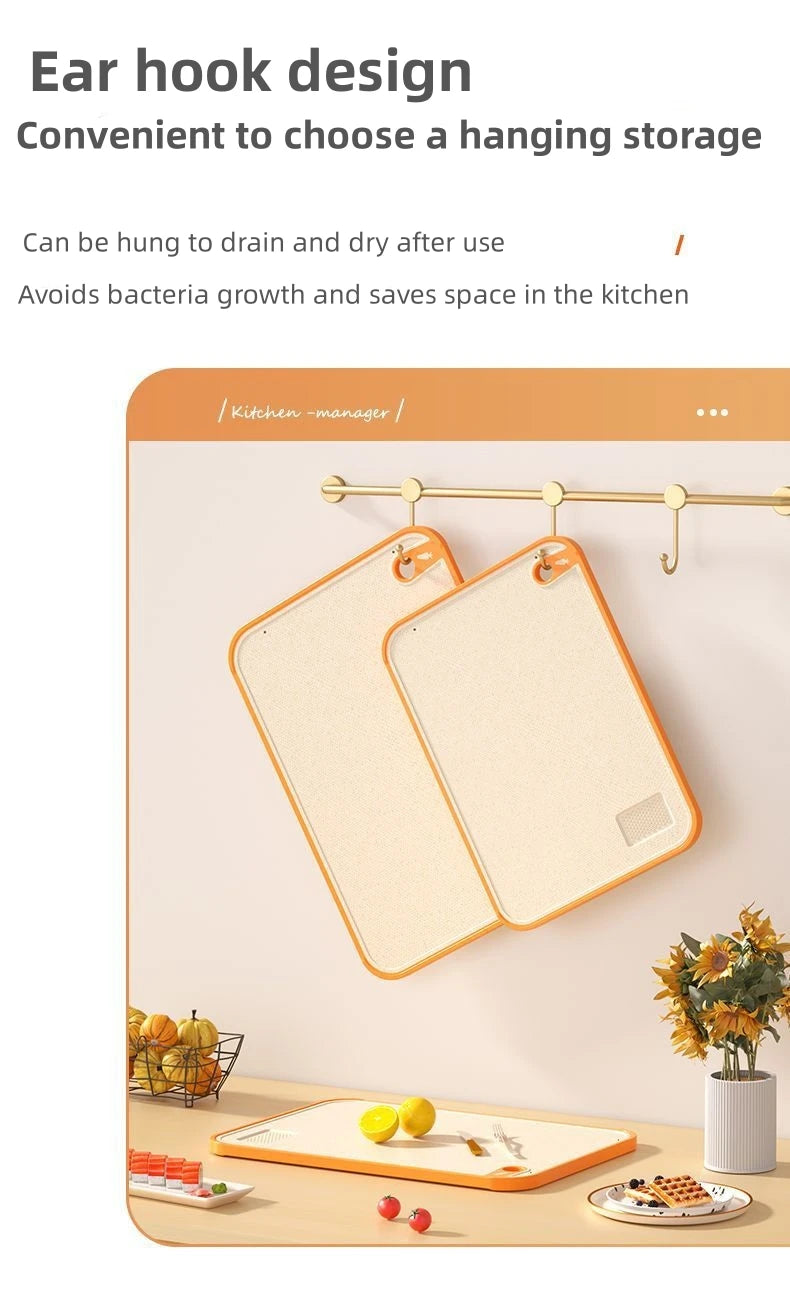Tabla de cortar antibacteriana de doble cara para el hogar, la cocina, antimoho, antideslizante, de plástico, de paja de trigo, tabla adhesiva multifuncional