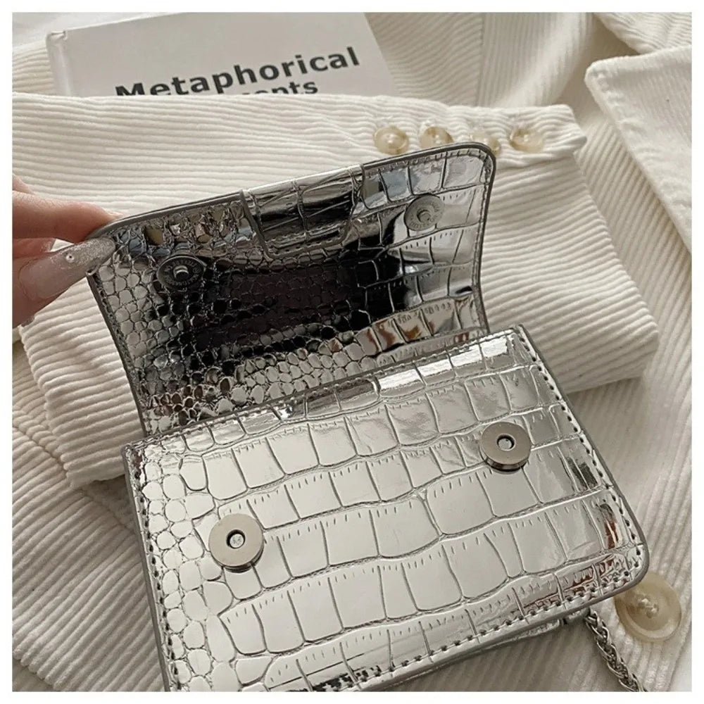Fashionable Chain Strap Square Bag Solid Color PU Leather Crossbody Bag Tote Bag Women
