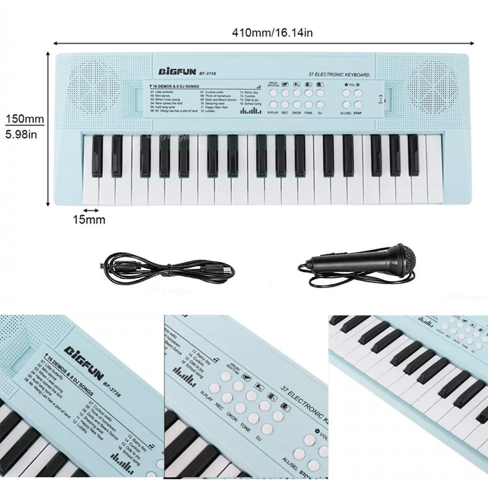 37 Keys Electronic Piano Keyboards with Microphone Rechargeable Education Toys Musical Instrument Gifts for Boys Girls