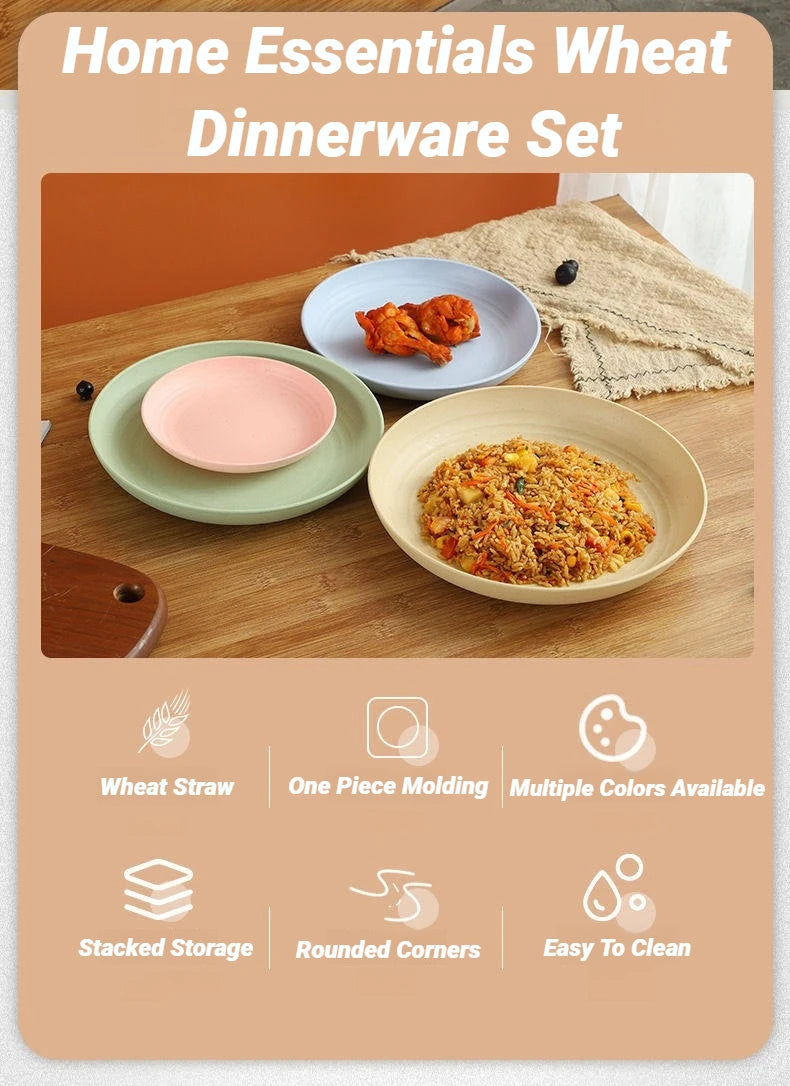 Wheat Straw Dinner Plate Set, Lightweight Unbreakable, 15cm, 6-Piece