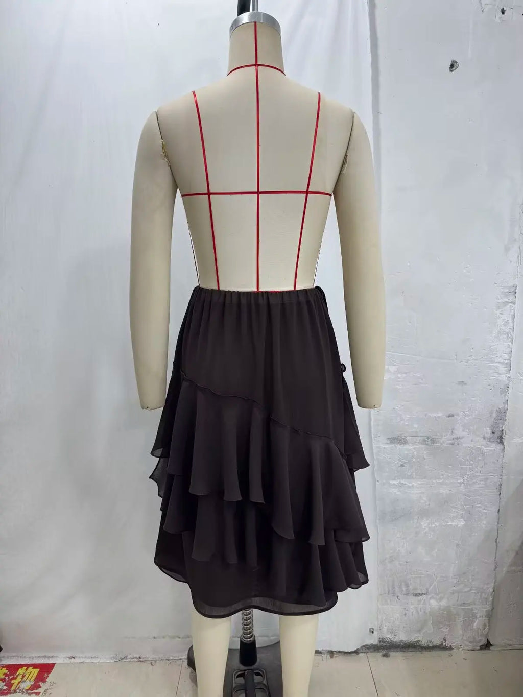 Women's Skirts Summer 2026 New Brown Ruffled Elastic Waist Skirts Women's Fashion Elegant Office Youth Summer Skirts Street
