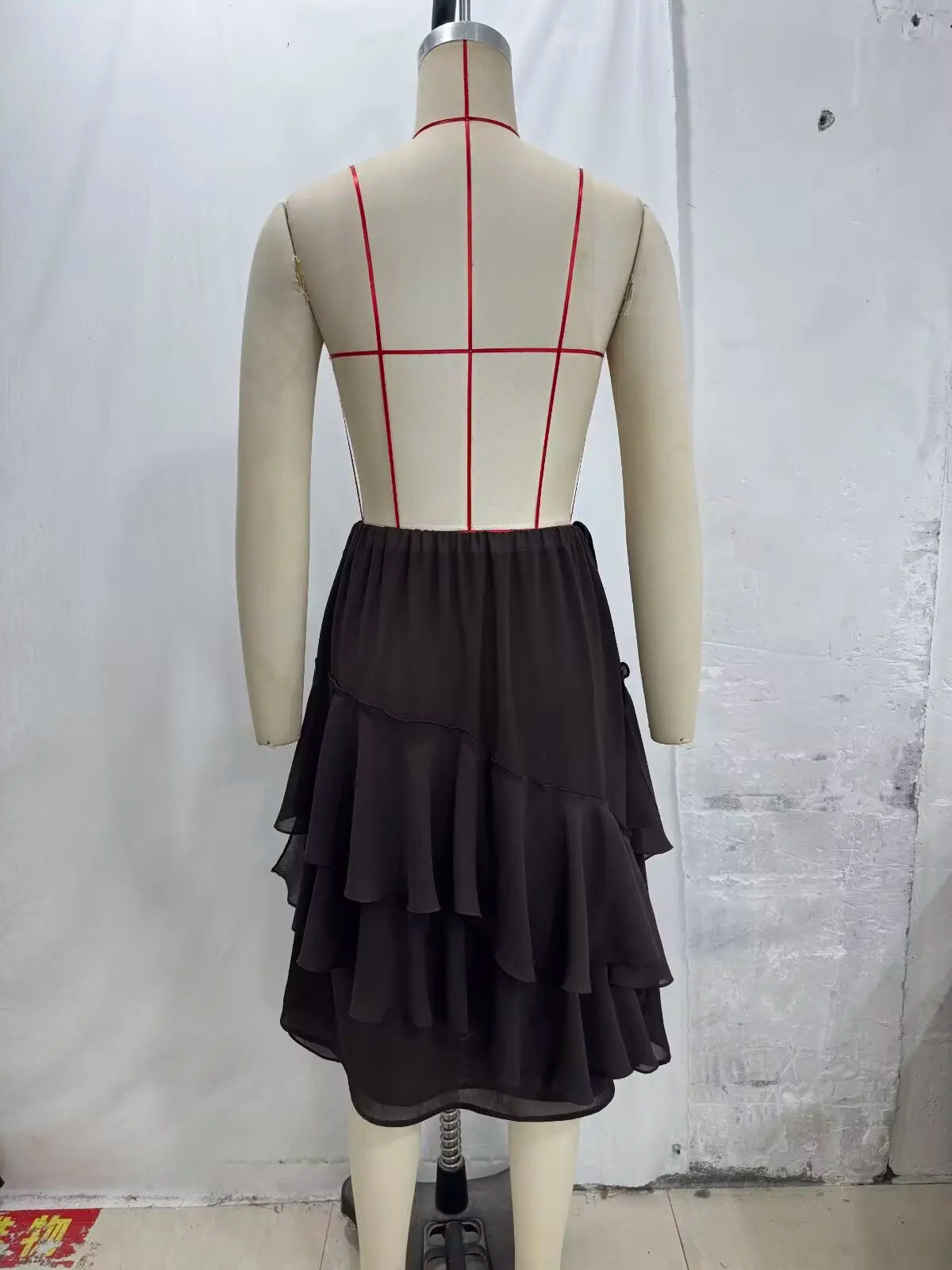 Women's Skirts Summer 2026 New Brown Ruffled Elastic Waist Skirts Women's Fashion Elegant Office Youth Summer Skirts Street