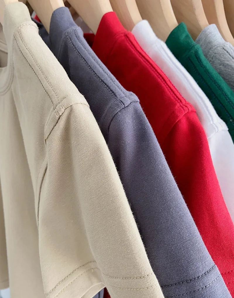 Kids Solid Color Cotton T-Shirt 2026 Spring Summer New Boys Girls Round Neck Short Sleeve Basic Tops Children Casual Tees