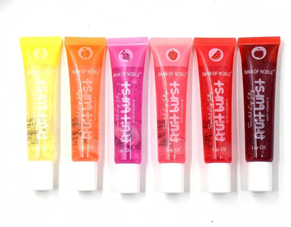 6Pcs Fruit Flavor Lip Oil Set - Moisturizing Plumping Lip Gloss