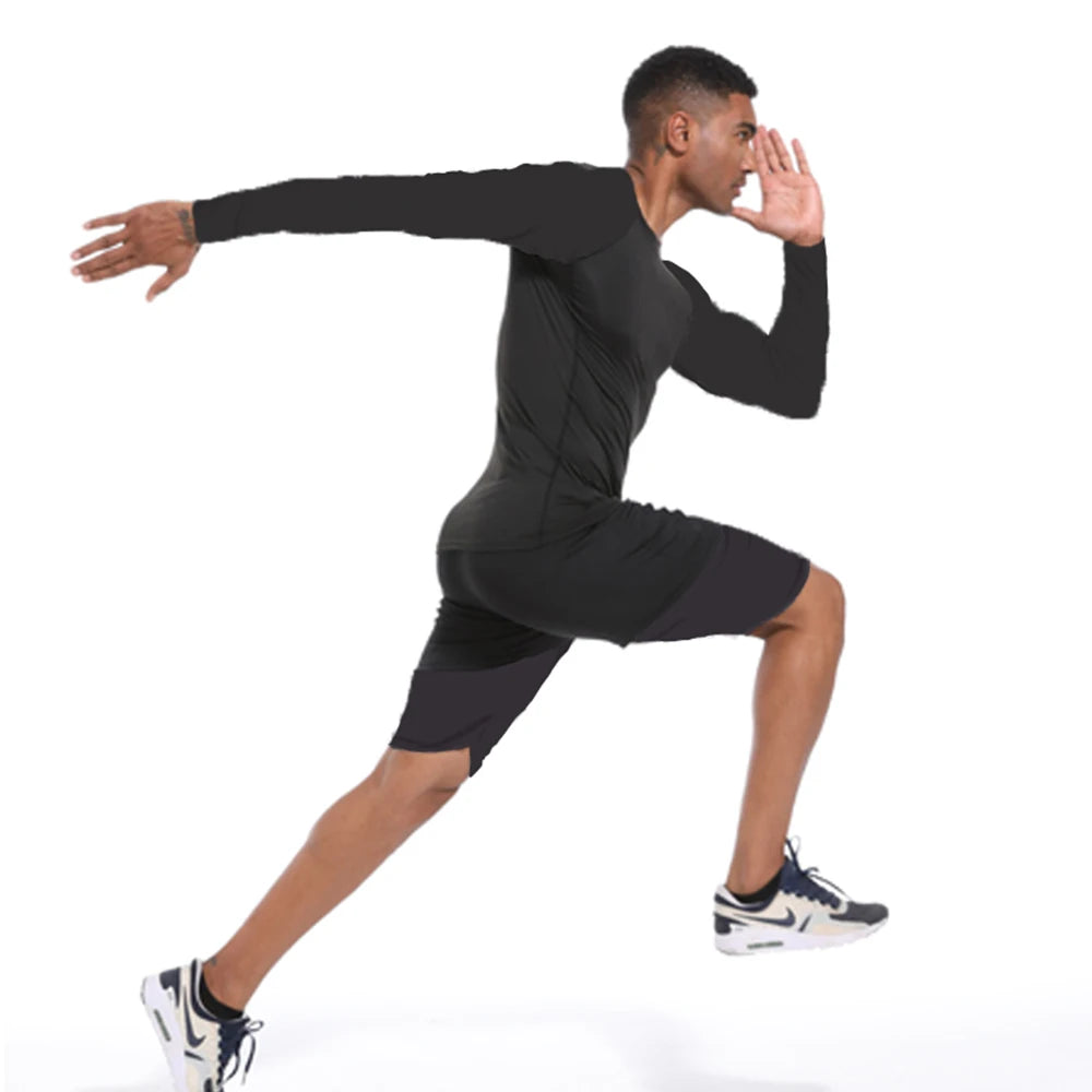 Men's Workout Compression Shirt Turtleneck Long Sleeve Rash Guard Gym Base Layer Athletic Undershirt Gear Sports Shirt