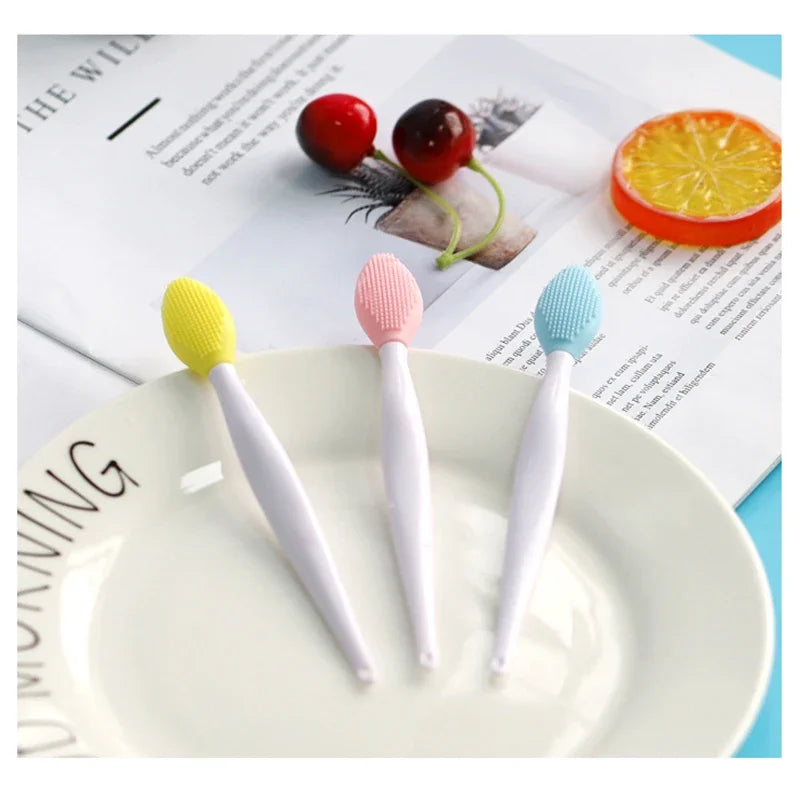 1/2PCS Face Silicone Brush Double-Sided Nose  Lip Face Clean cleansing stick Blackhead Removal Acne Makeup Brush