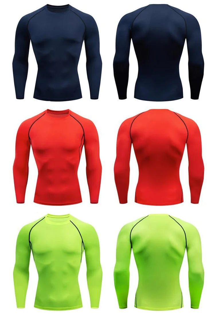 Compression Running Shirt Men Quick Dry Long Sleeve Sportswear For Male Gym Clothing Fitness Tee Training Workout Muscle Top