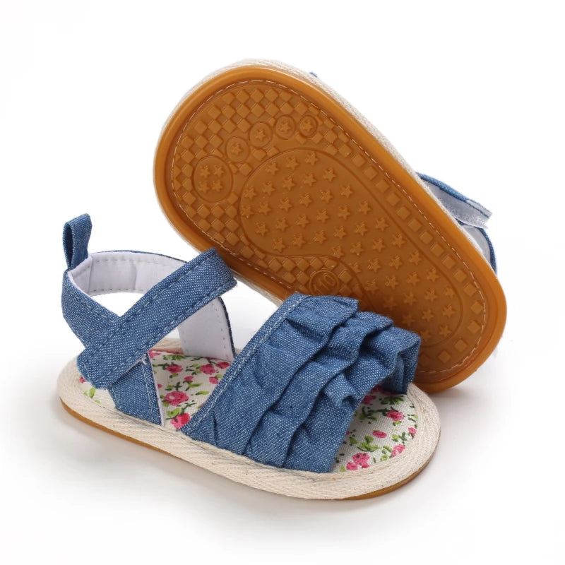 Baby Learning Walk Shoes,Back Zipper Summer Infant Sandals Soft Daily Wear Footwear for Newborn Baby Girls 0-1 Year