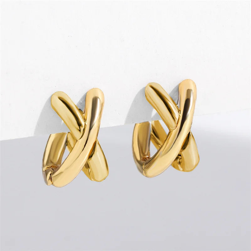 Vintage Cc Design Stud Earrings For Women'S Korean Fashion X Cross Zircon Earring Engagement Jewelry Gifts