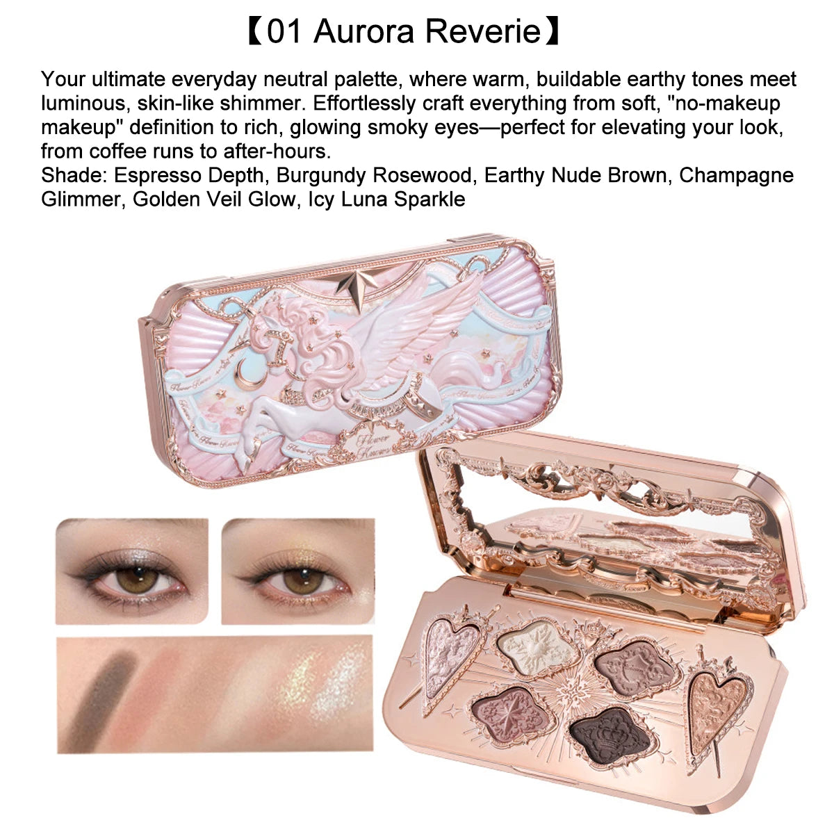 Flower Knows Knight Unicorn Makeup Set - Eyeshadow, Blush, Lipstick